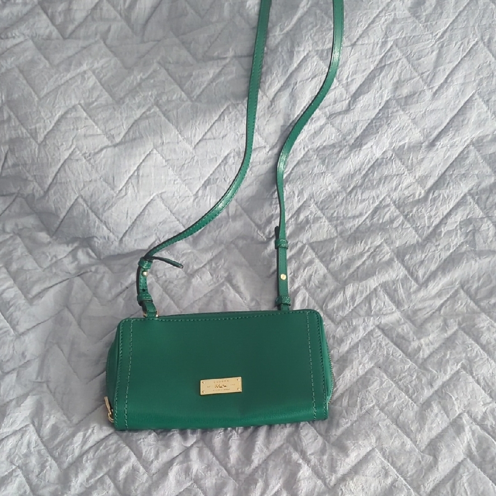Ralph Lauren emerald green leather crossbody wallet